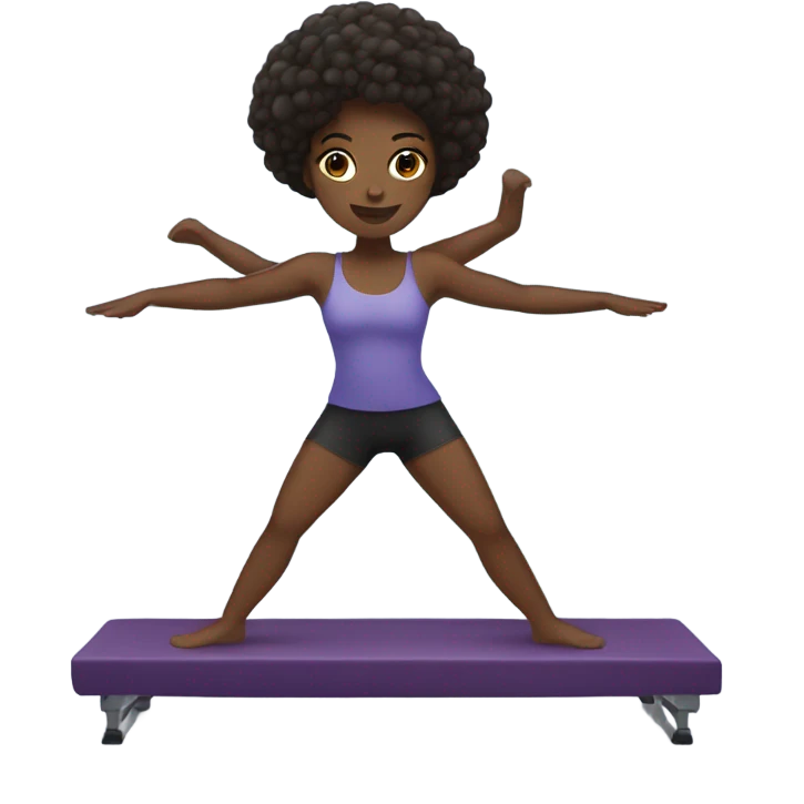 Dark skin, black girl doing Pilates emoji