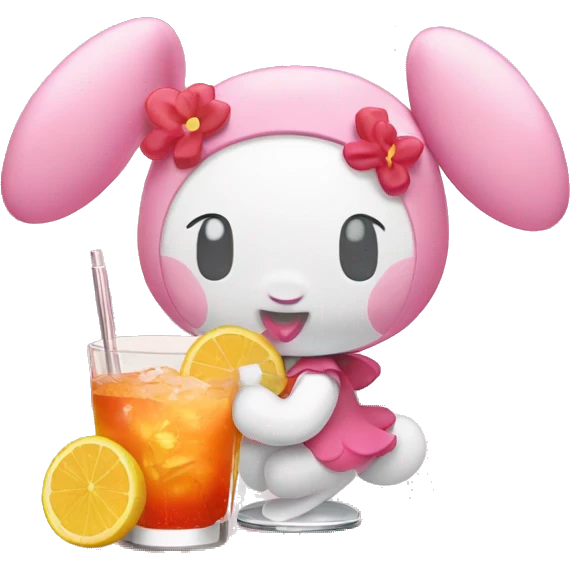 my melody drinking a cocktail emoji