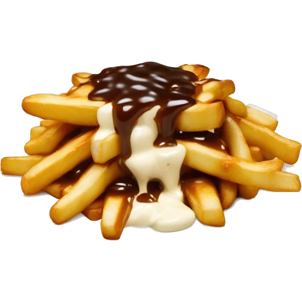 “Quebec poutine with crispy fries, melted white cheese curds, and rich brown gravy.” emoji