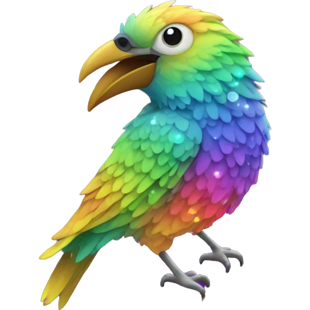 Animal bird, rainbow, colorful, neon, glitter  emoji