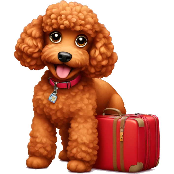 Red poodle with a luggage  emoji