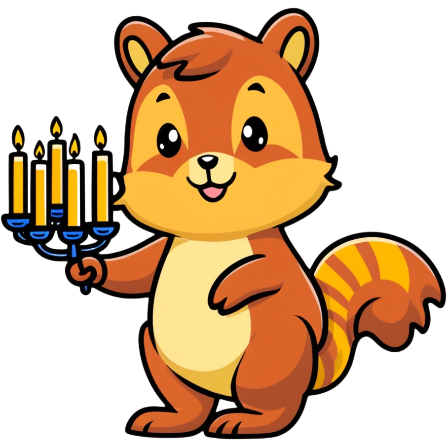 squirrel holding a menorah emoji