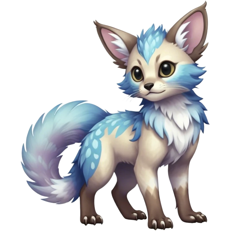 Epic Feral Rare Fantasy shiny pastel Vernid-Trico-species by LiLaiRa, random markings, tufted tail, tufted ears, full body emoji