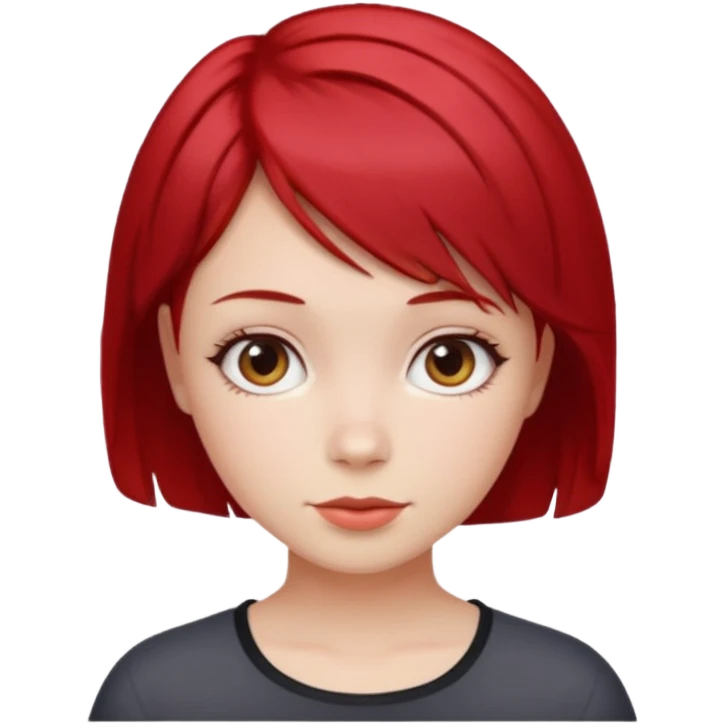 Cherry red short hair girl and front hair emoji