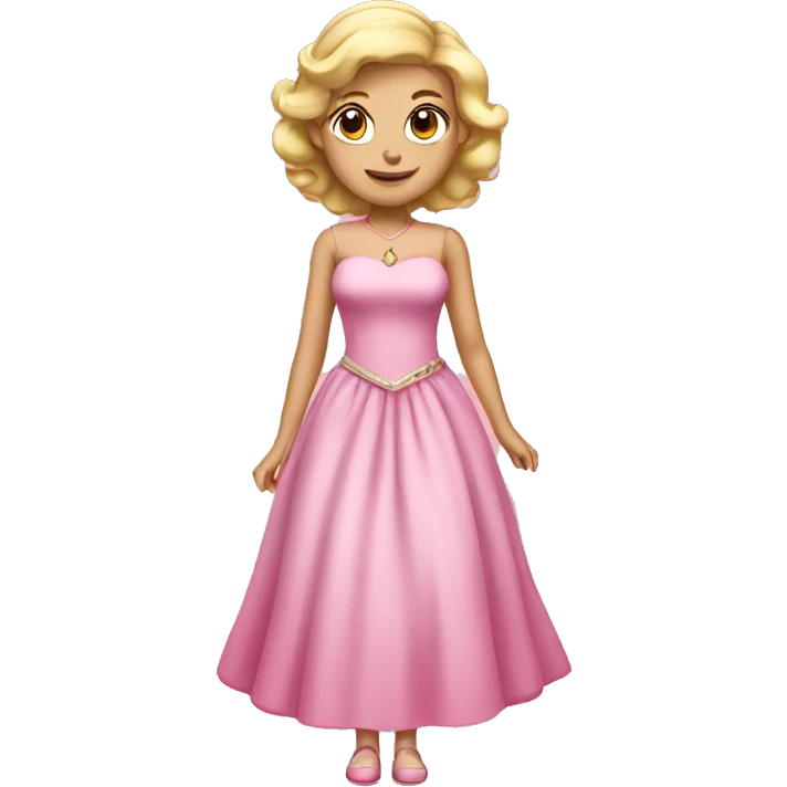 blonde princess full body, pink dress emoji