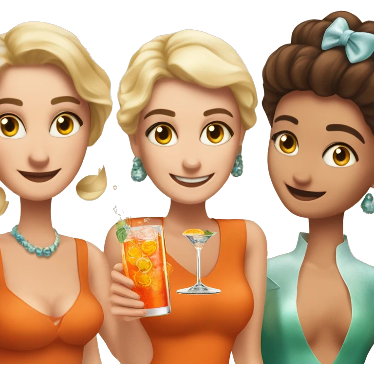 drei schöne Meerjungfrauen trinken aperol spritz emoji