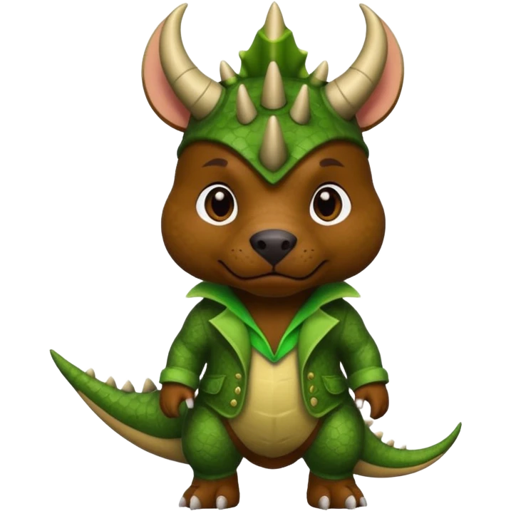 Black pibull dressed as a triceratops  emoji
