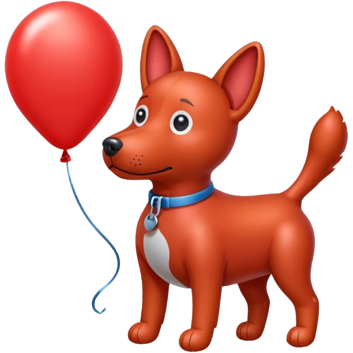 a ballon shaped like a dog red emoji
