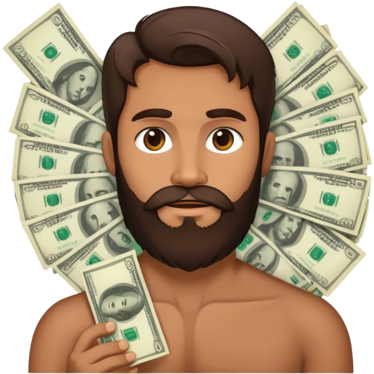 A bearded brunette with money emoji