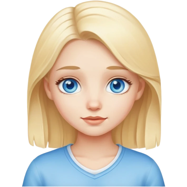 cute blonde girl character with blue eyes emoji
