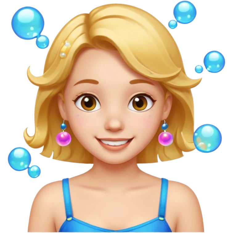 one girl with bubbles on  boob emoji