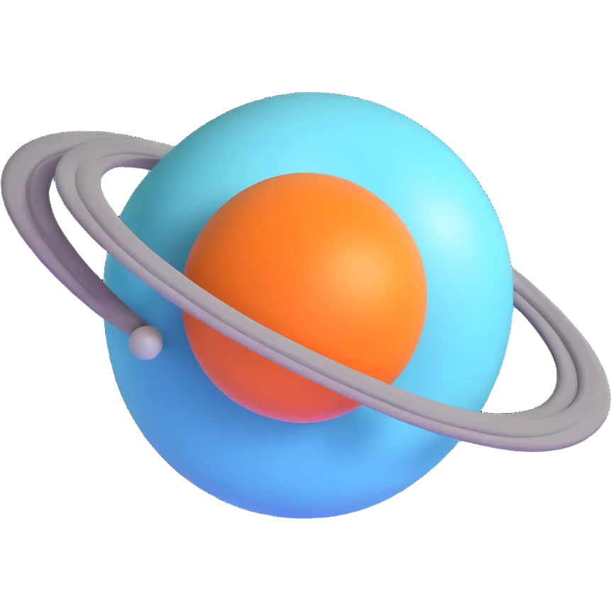 blue planet Uranus with rings emoji