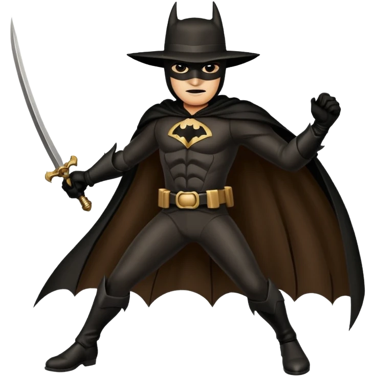  Real-looking Zorro Batman chasing baddies  emoji