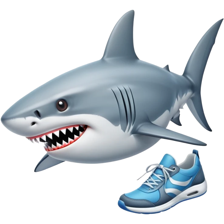 Un tiburón con zapatillas emoji