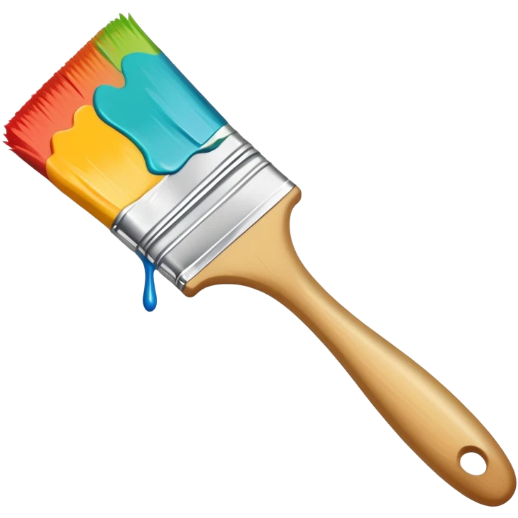 A flat-style illustration of a paintbrush with a colorful stroke trailing behind it. emoji