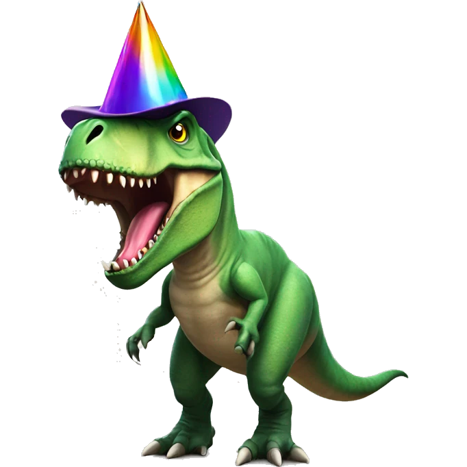 t-rex with party hat emoji