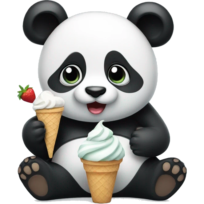Panda eating ice cream emoji
