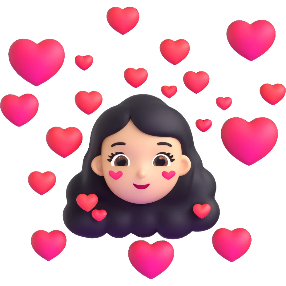 face bubbling with hearts emoji