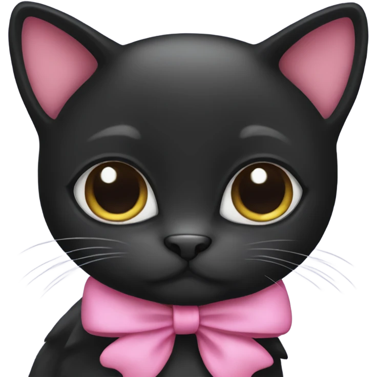 black cat wearing a pink bow emoji