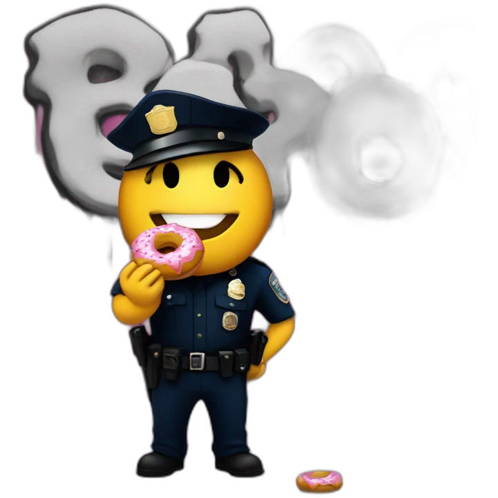 cop eating donut in front of ACAB graffiti emoji
