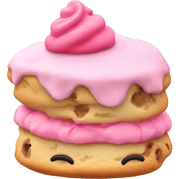 One scone with pink frosting  emoji