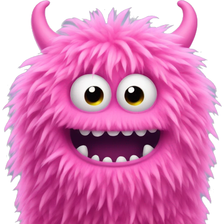 Pink cute smiling fuzzy monster emoji