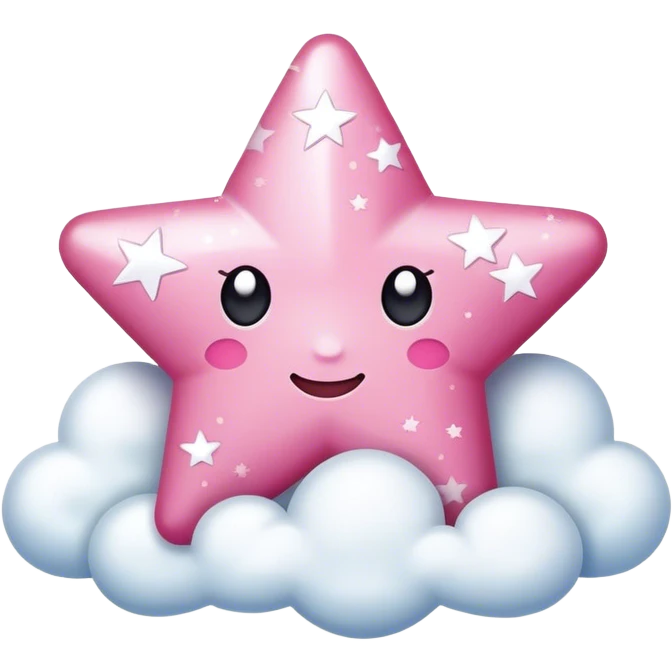 Pink star with sparkly white clouds emoji