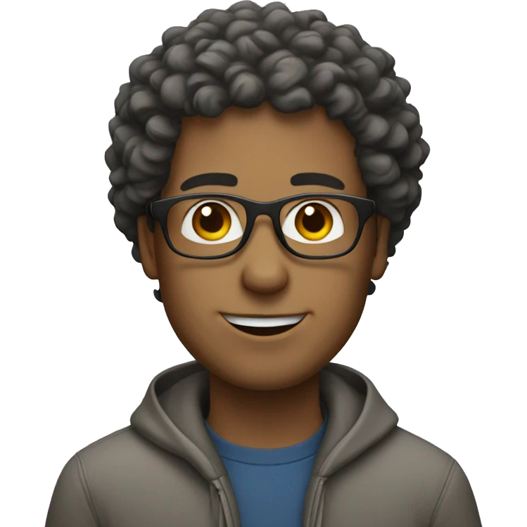 Guy with curly hair and white glasses emoji