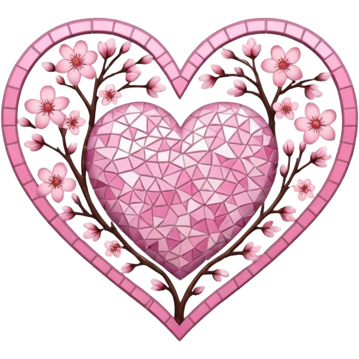 sakura heart with a mosaic pattern emoji