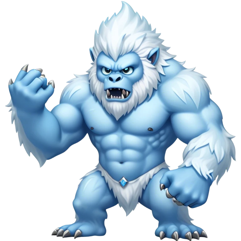 Cinematic Realistic WoW Yeti Portrait, captured in a dynamic, battle-ready stance, muscles rippling beneath dense fur of icy white and pale blue. His piercing ice-blue eyes blaze with raw power as frost clings to his form, rendered with dramatic natural lighting and high shine, exuding fierce, untamed strength in the midst of a wintry combat pose. emoji