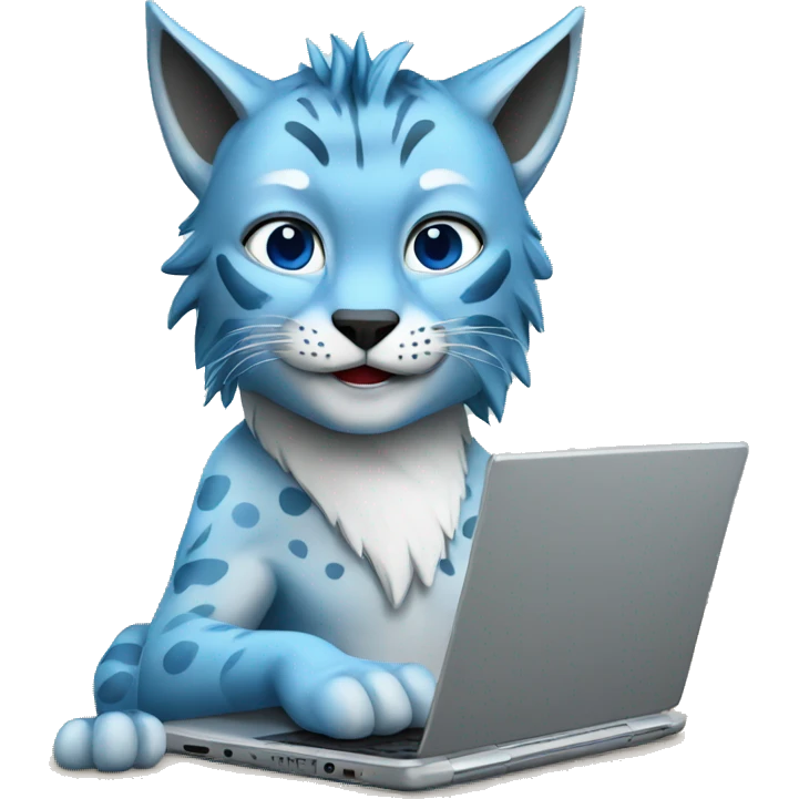 A blue lynx with a laptop emoji