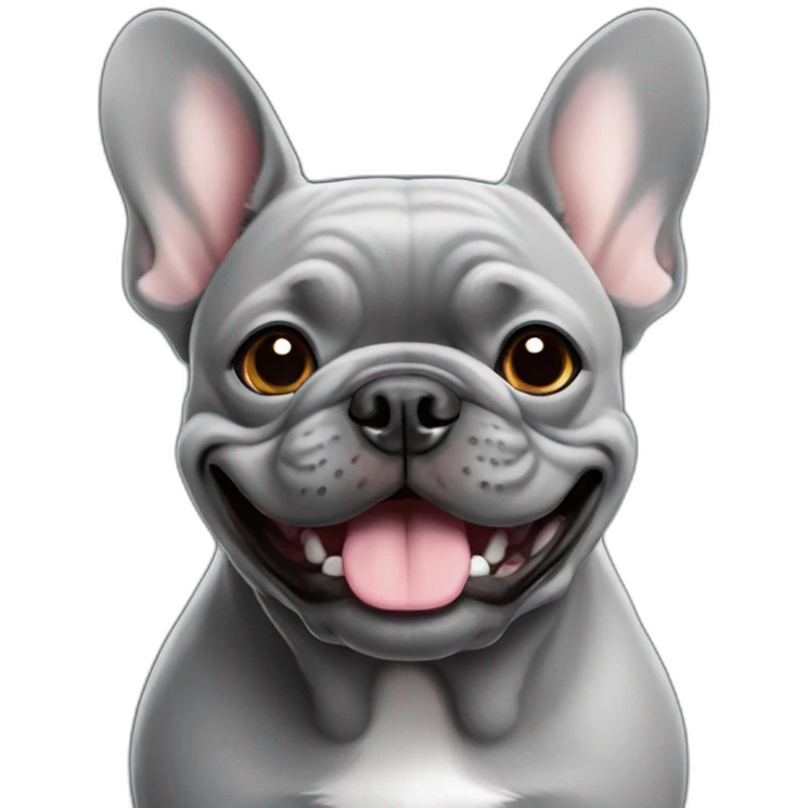 smiling dark grey french bulldog emoji