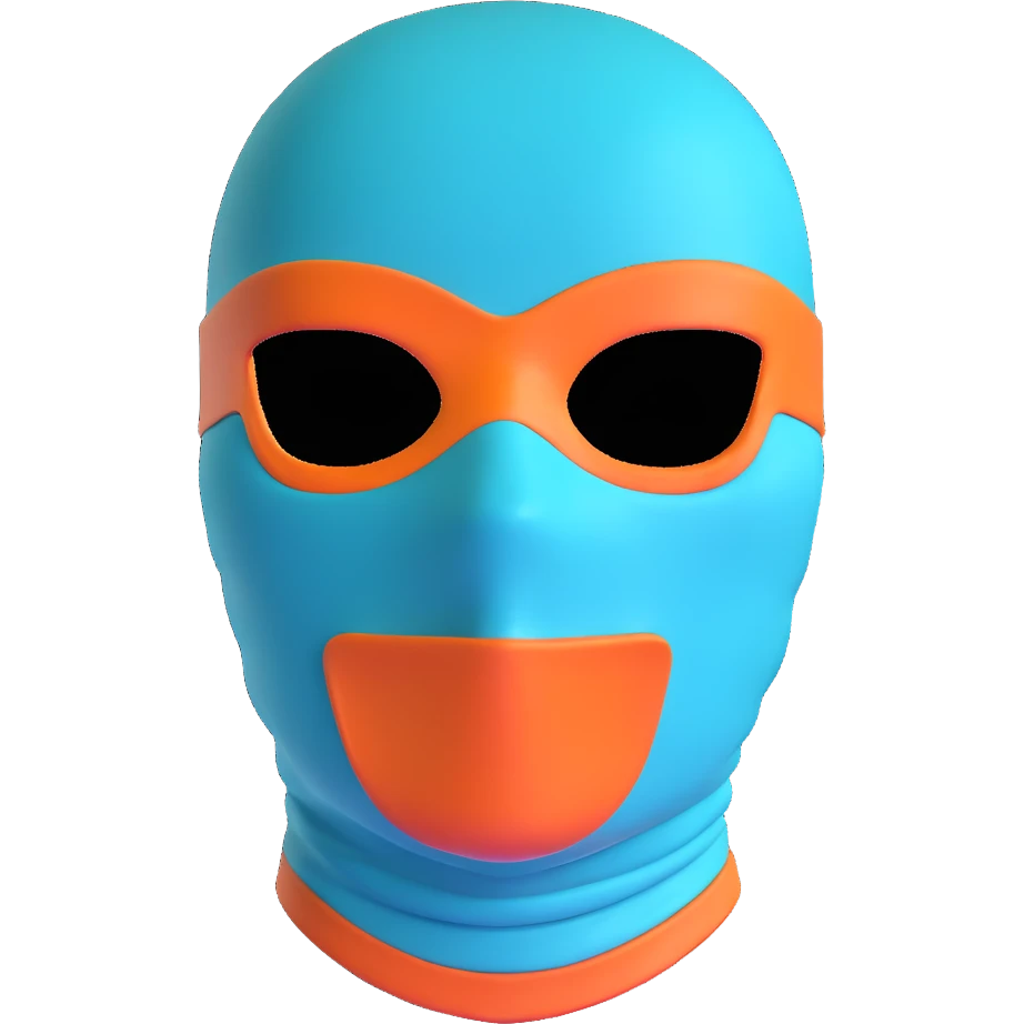 teal and orange ski mask emoji