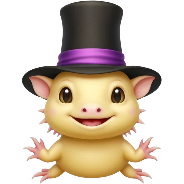 light yellow axolotl with magician hat emoji