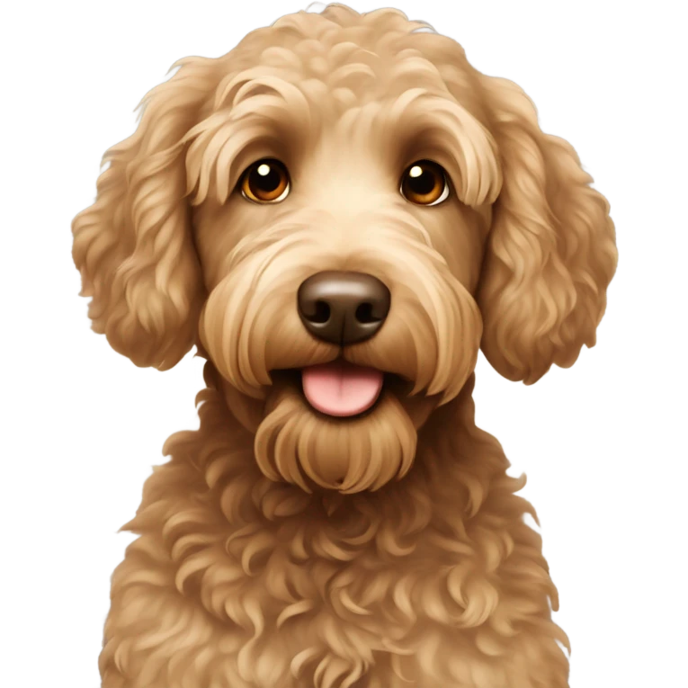 brown labradoodle with blonde girl emoji