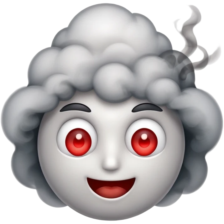 slightly smiling face with red eyes and smoke emoji