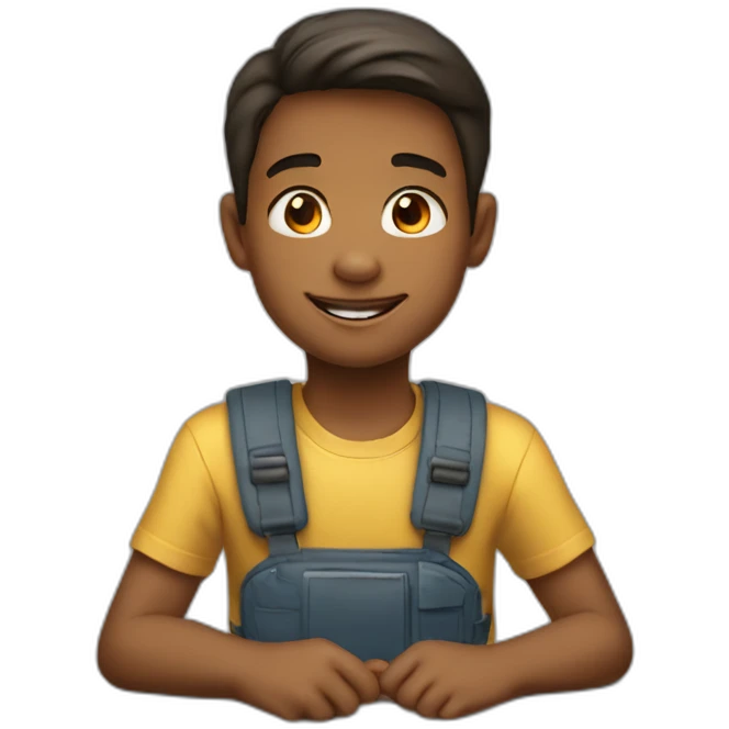 a 11 years old boy seated a emoji