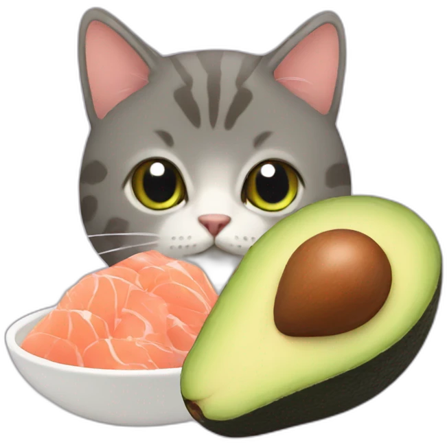 cat with avocado and salmon emoji