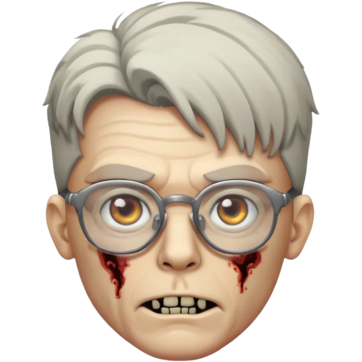 зомбы мужчина в очках с серыми глазами в очеах з прической mob cut emoji