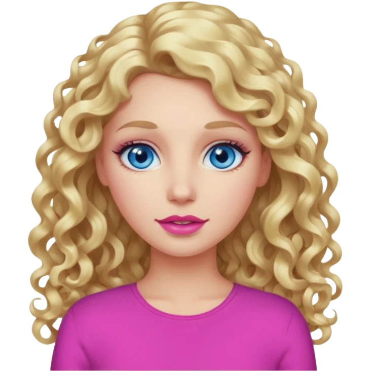 açık tenli  uzun kıvırcık sarı saçlı mavi gözlü   dudak rengi pembe yetişkin kadın bana emoji oluştur emoji