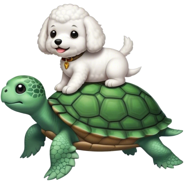 Bichon riding a turtle emoji