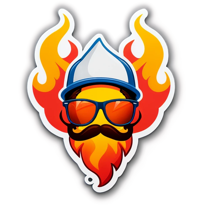 Flame with sunglasses and cap emoji