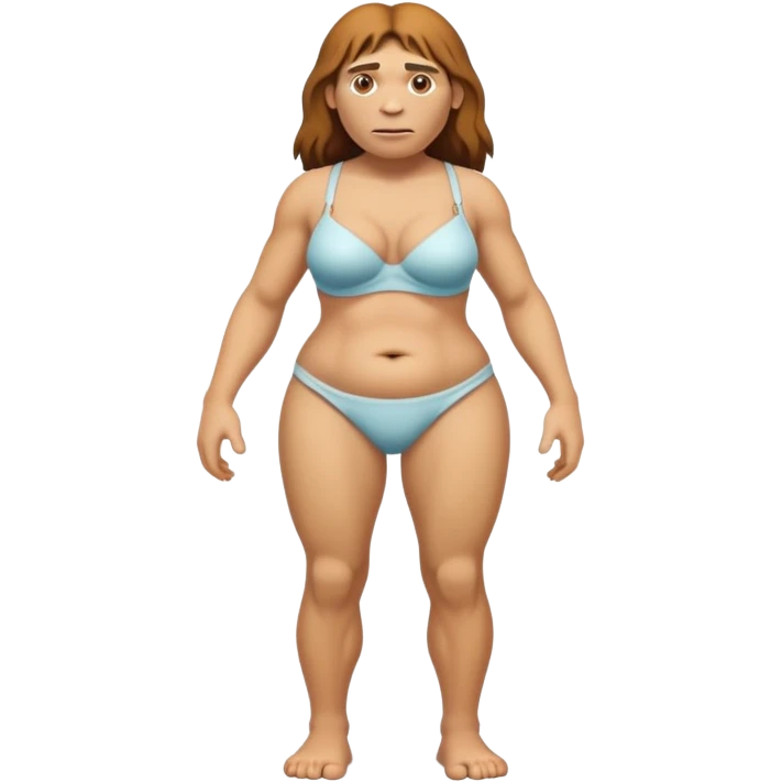 fullbody neanderthal woman wearing cloth bra emoji