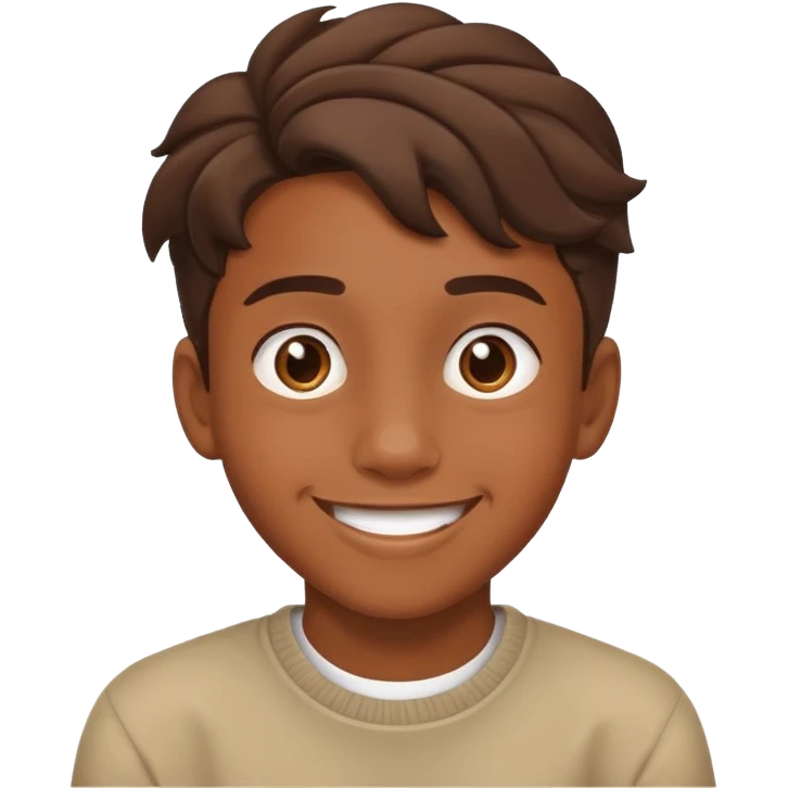 brown skin teenage boy with twist emoji