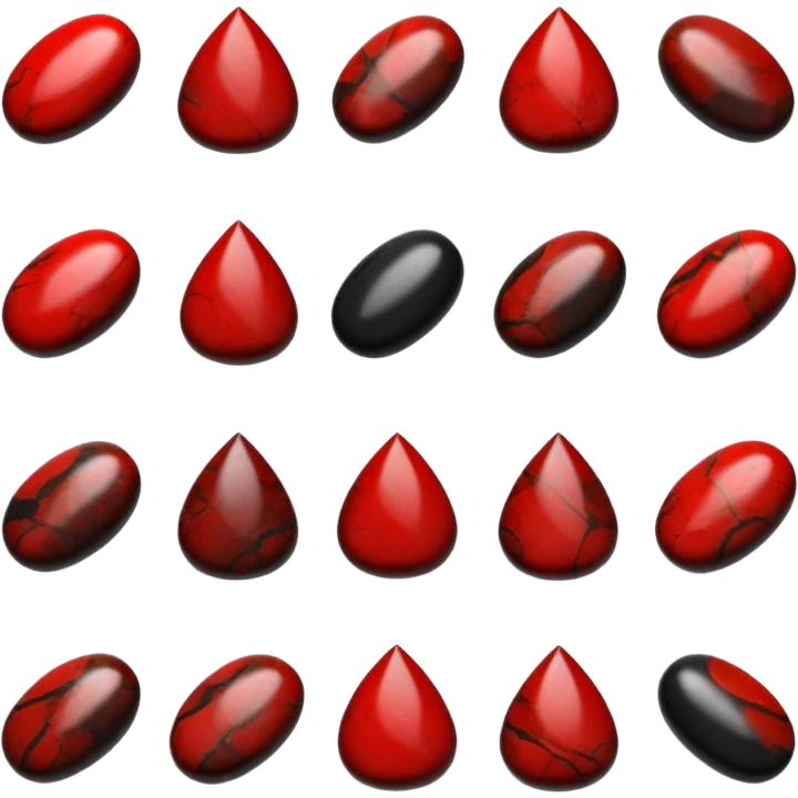  Tumbled glossy shiny black and red Bloodstone emoji