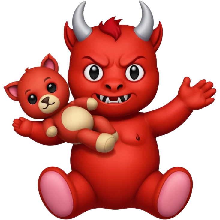 Devil hurting a teddy bear emoji