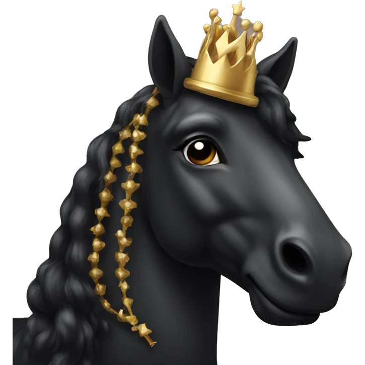 A black unicorn with a gold crown on top emoji