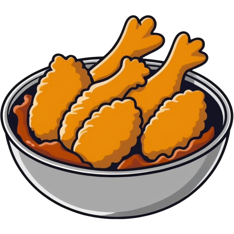 fried chicken in a silver stainless steel bowl emoji