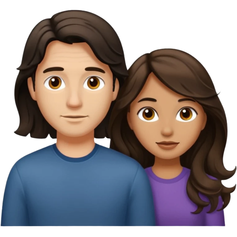 a pretty tan bratz girl with long brown hair and white bratz man with short wavy black hair emoji