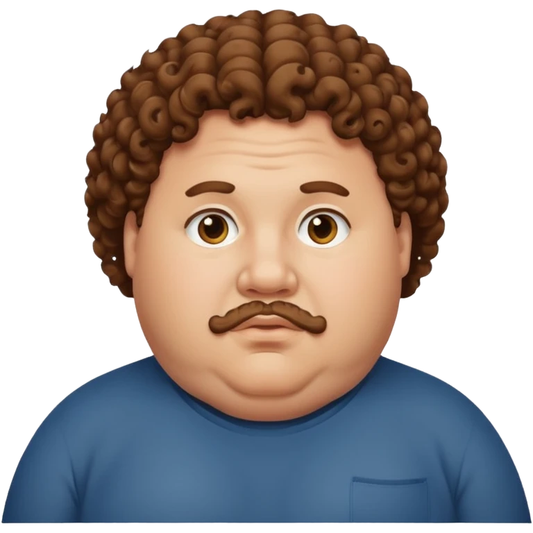 A very fat man with brown curly hair emoji